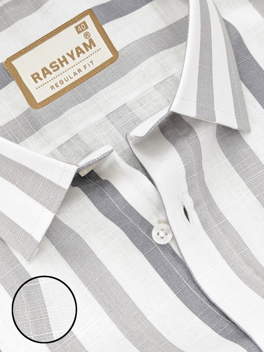 Luxurious Linen Cotton French Grey Line Shirt For men