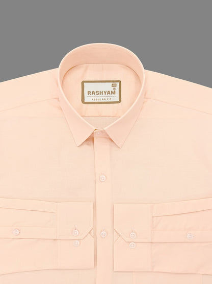 Rashyam Premium Cotton Mandys Orange Plain Formal Shirt for Men