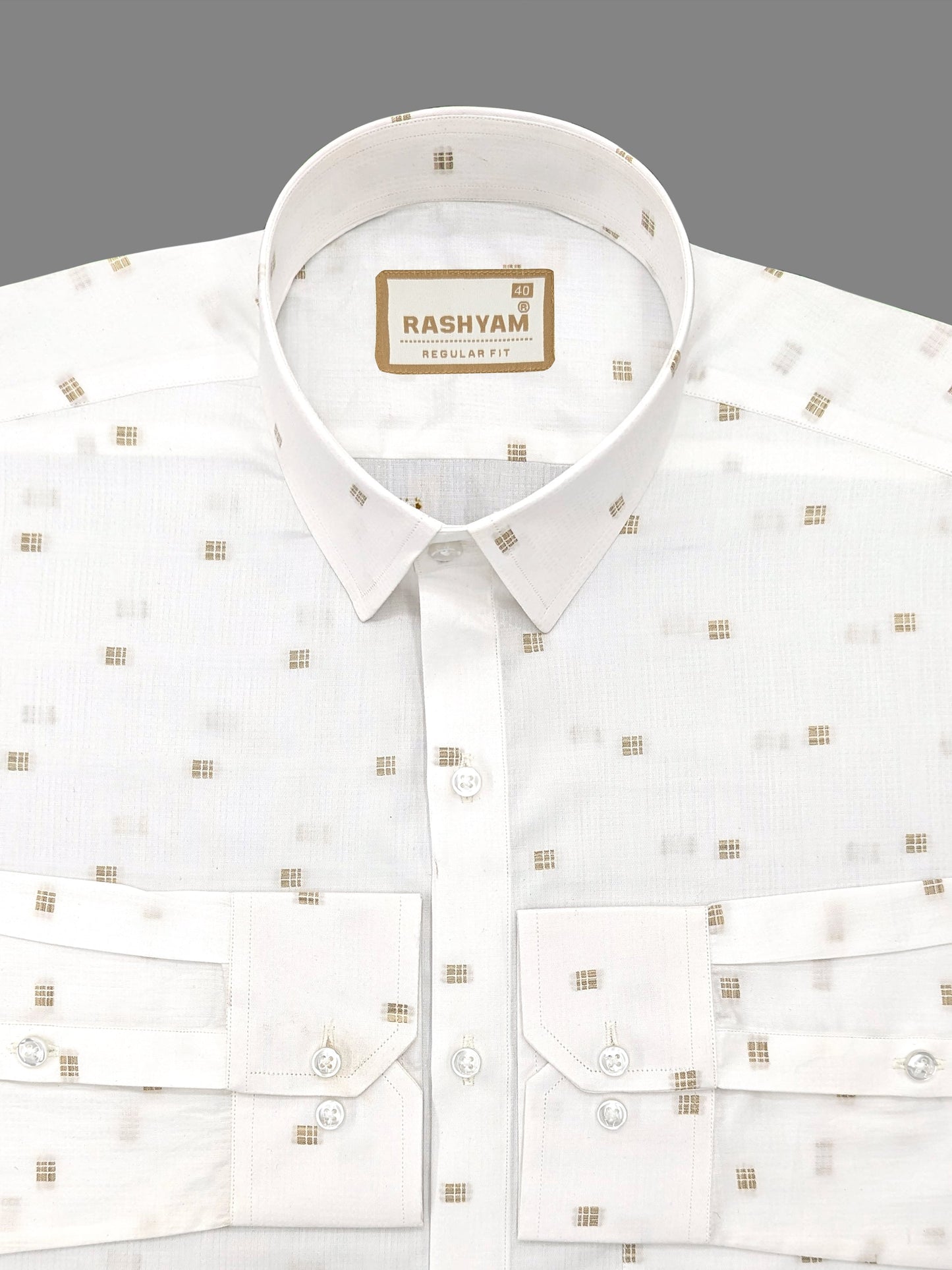 Luxurious Butta Design On White Giza Cotton Shirt For men