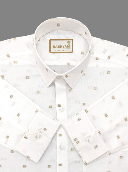 Luxurious Butta Design On White Giza Cotton Shirt For men