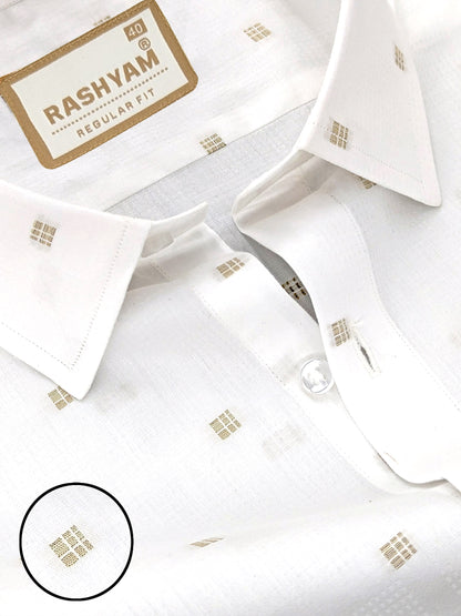 Luxurious Butta Design On White Giza Cotton Shirt For men