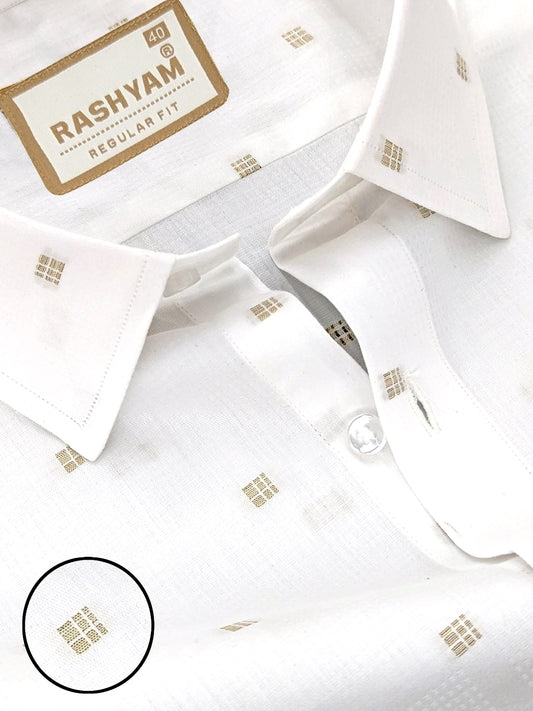 Luxurious Butta Design On White Giza Cotton Shirt For men