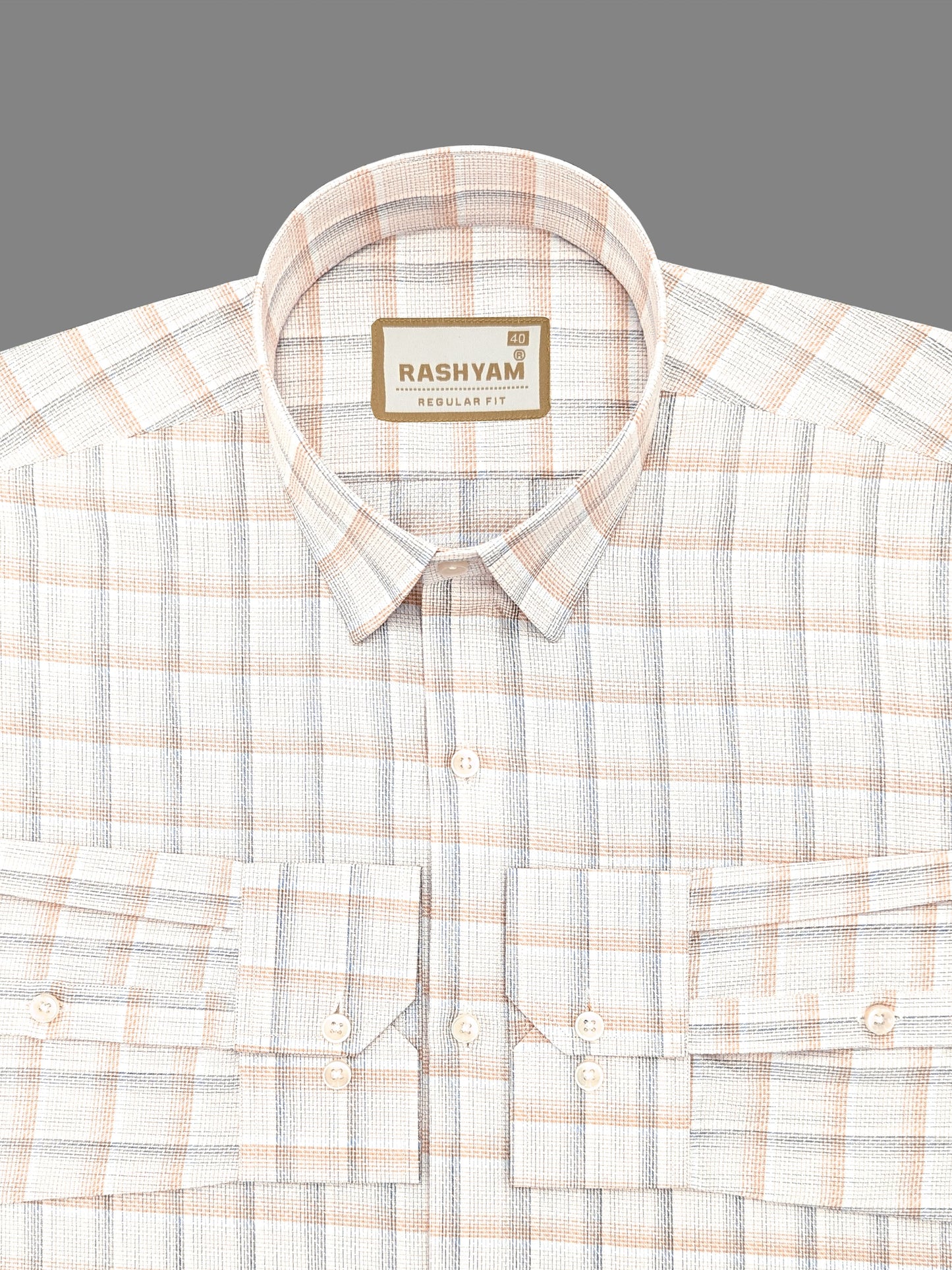 Otranto Reddish Orange Checks On White Premium Giza Cotton Formal Shirt