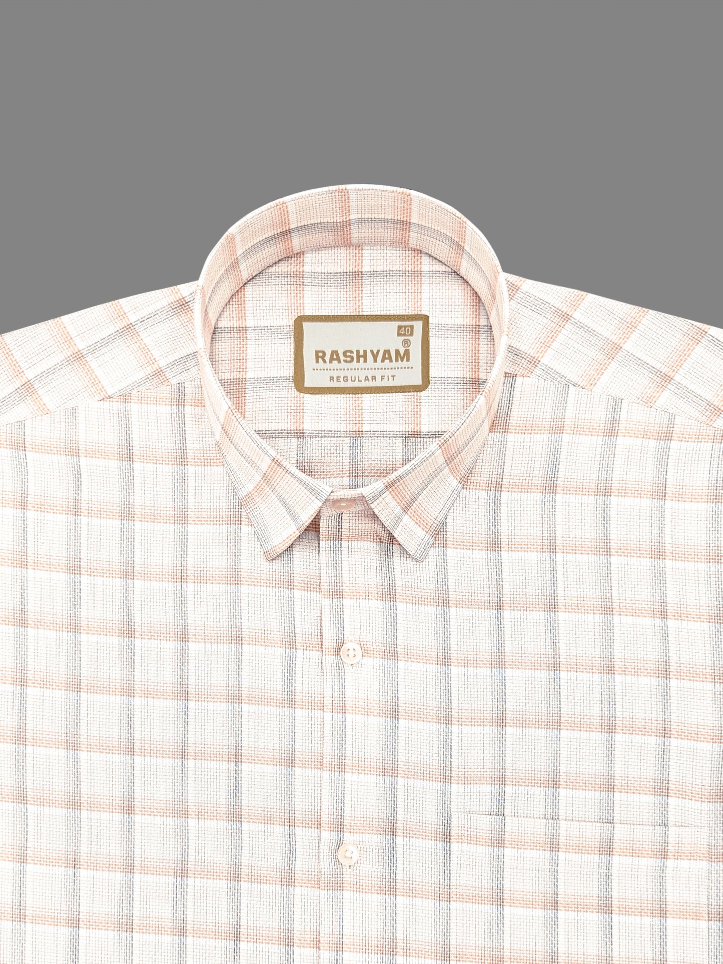 Otranto Reddish Orange Checks On White Premium Giza Cotton Formal Shirt