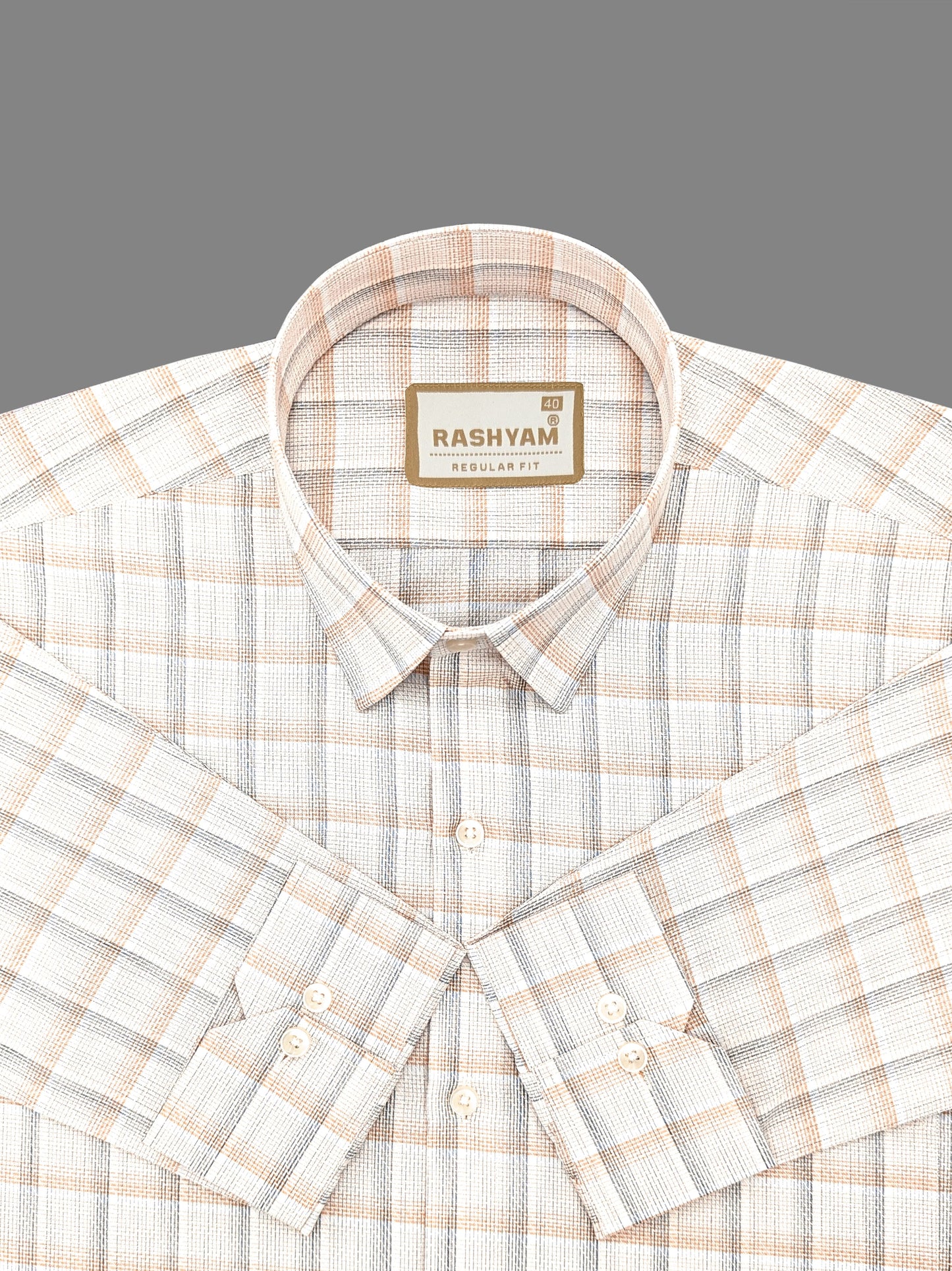 Otranto Reddish Orange Checks On White Premium Giza Cotton Formal Shirt