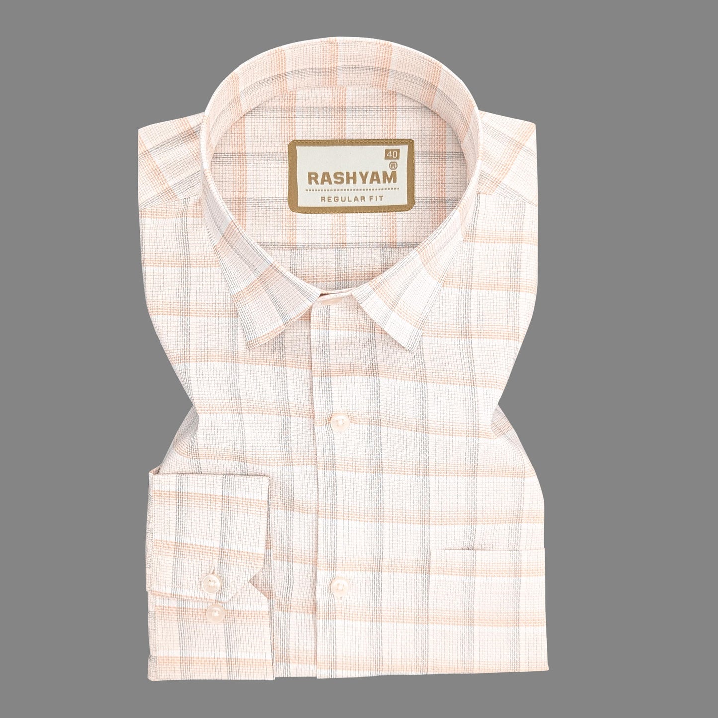 Otranto Reddish Orange Checks On White Premium Giza Cotton Formal Shirt