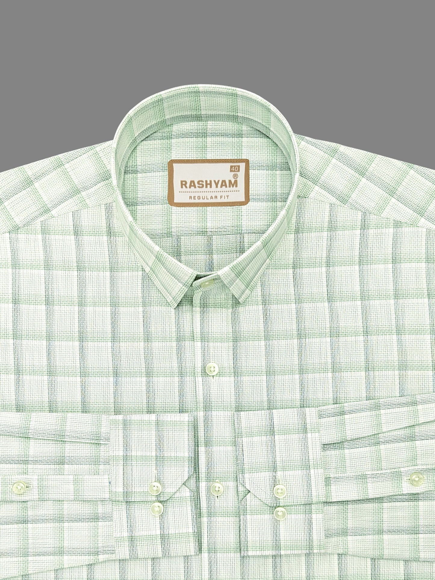 Otranto Lightish Green Checks On White Premium Giza Cotton Formal Shirt