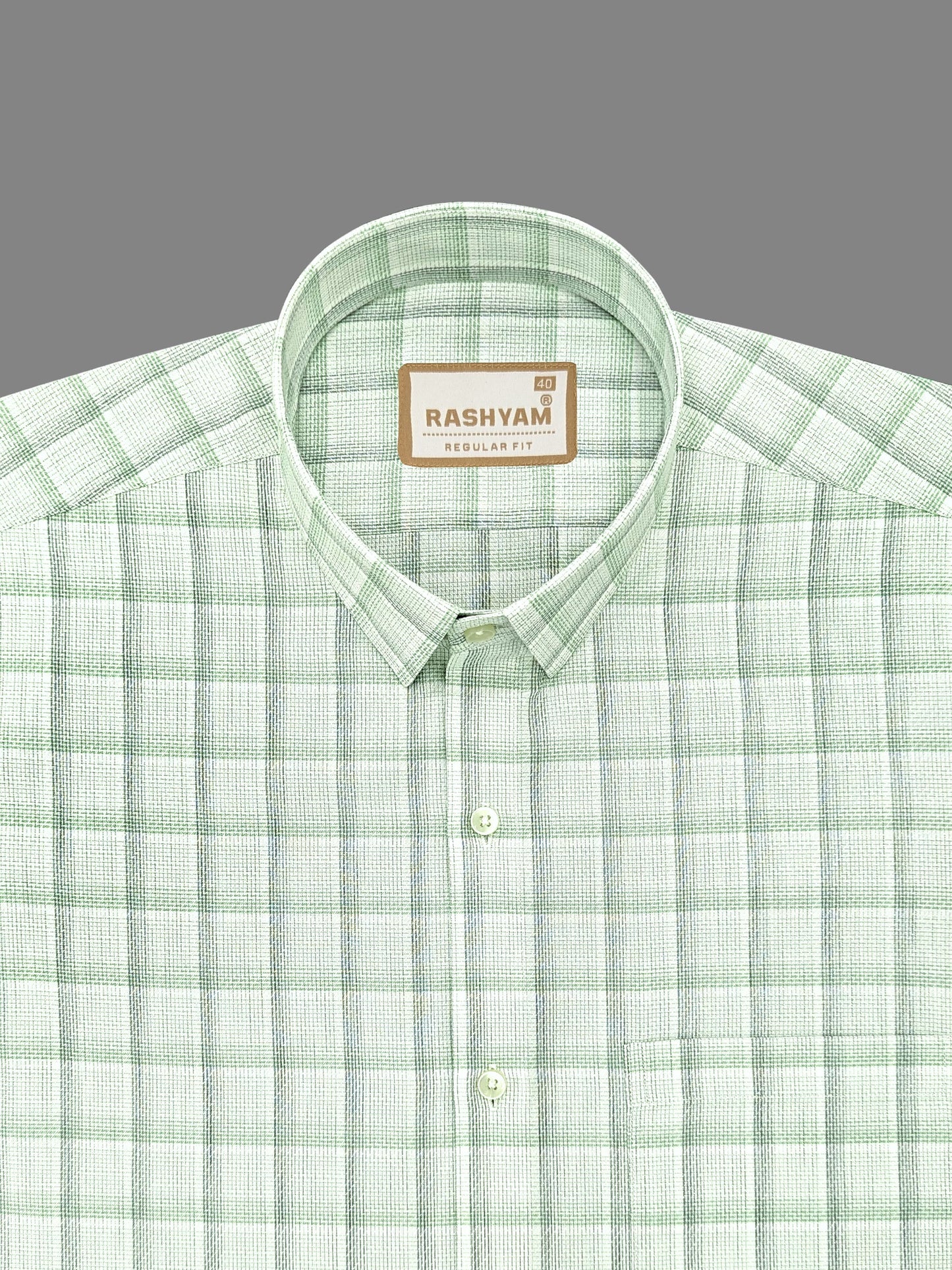 Otranto Lightish Green Checks On White Premium Giza Cotton Formal Shirt