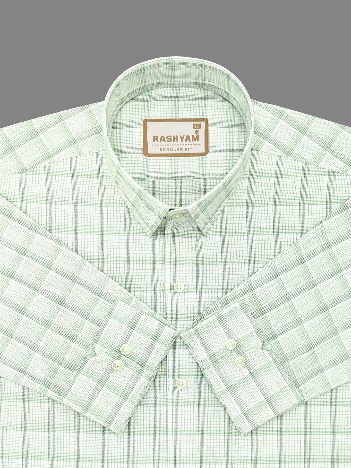 Otranto Lightish Green Checks On White Premium Giza Cotton Formal Shirt