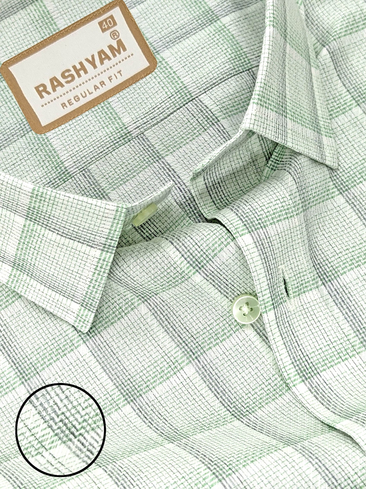 Otranto Lightish Green Checks On White Premium Giza Cotton Formal Shirt