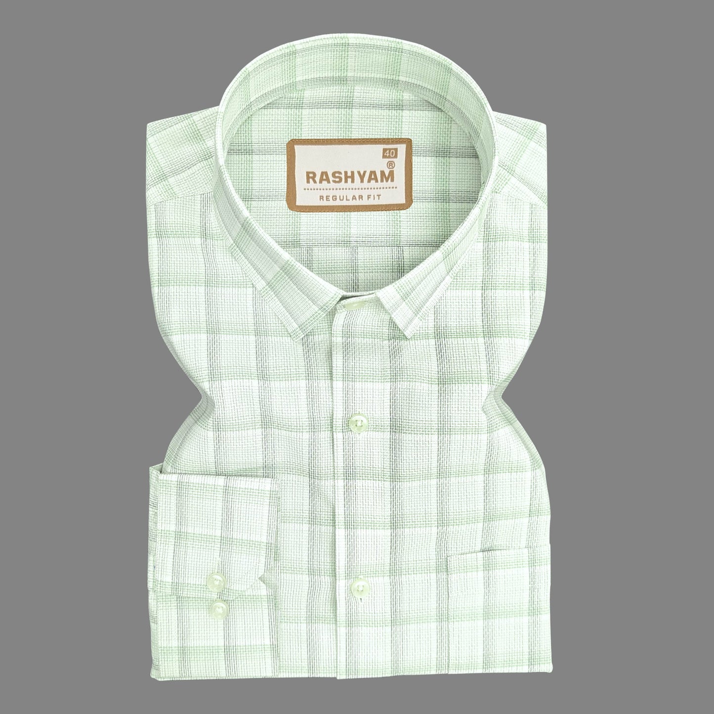 Otranto Lightish Green Checks On White Premium Giza Cotton Formal Shirt