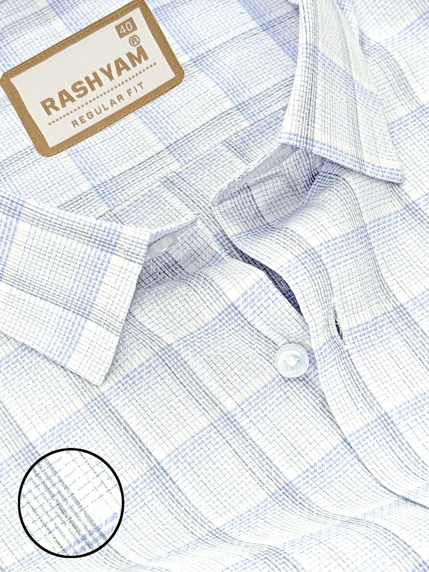 Otranto Lightish Blue Checks On White Premium Giza Cotton Formal Shirt