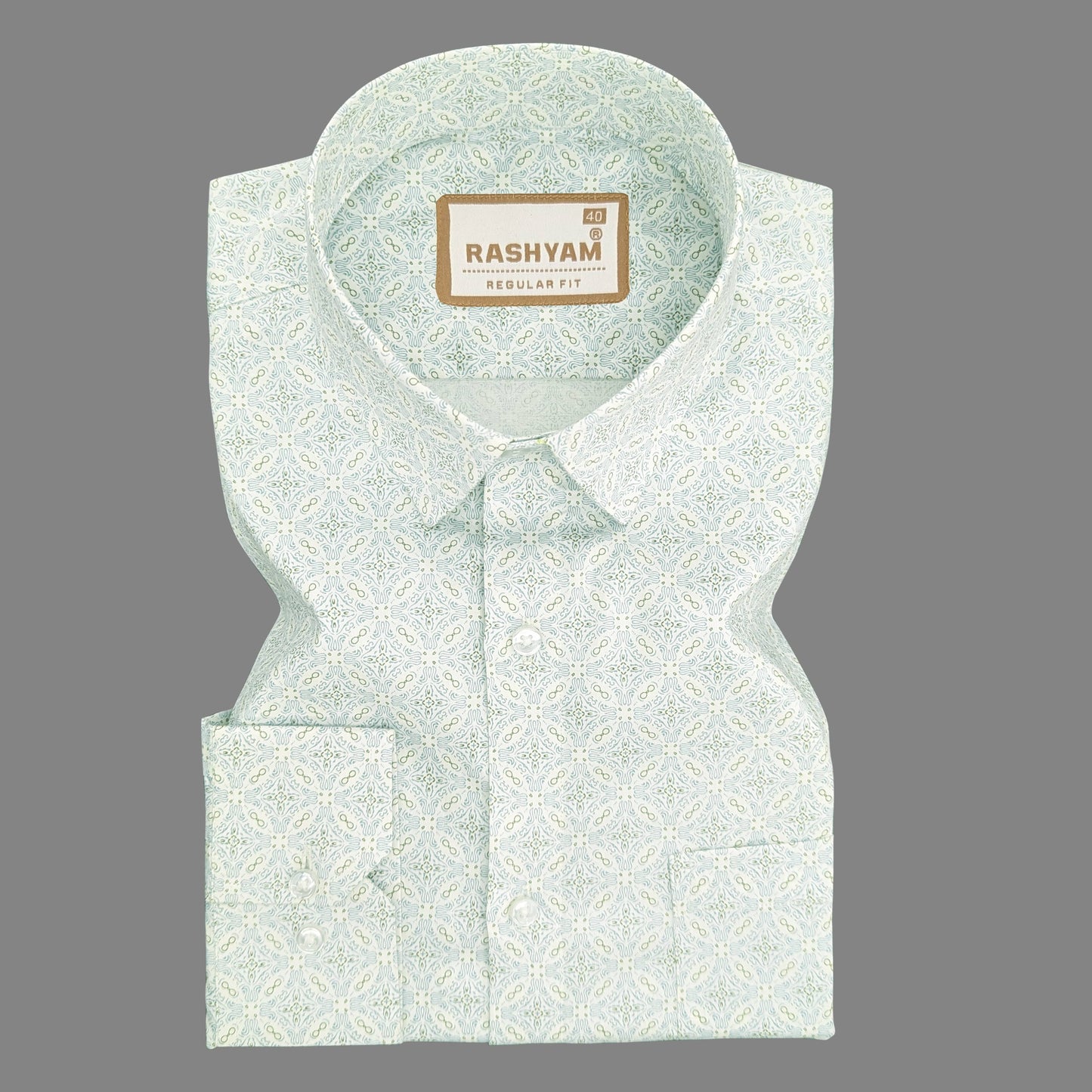 Pacentro Paisley Pastel Blue Print Giza Cotton Shirt For Men