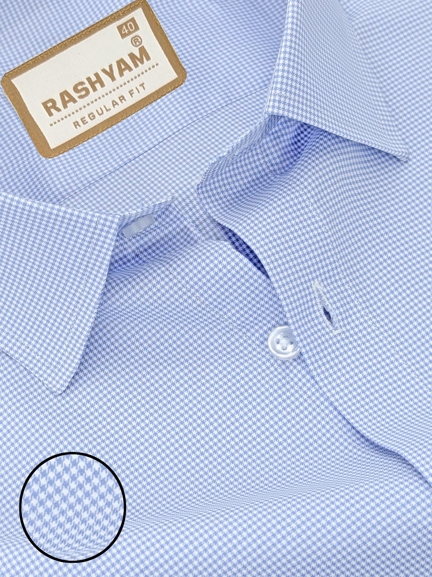 Premium Blue Houndstooth Check Formal Shirt