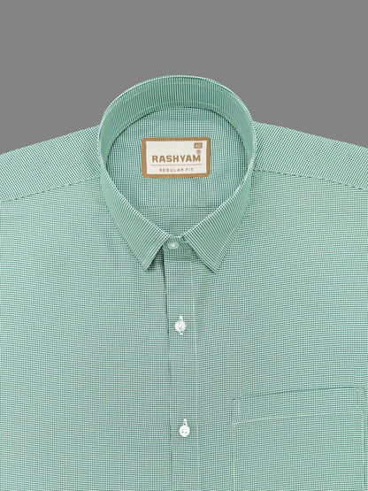 Premium Mineral Green Houndstooth Check Formal Shirt