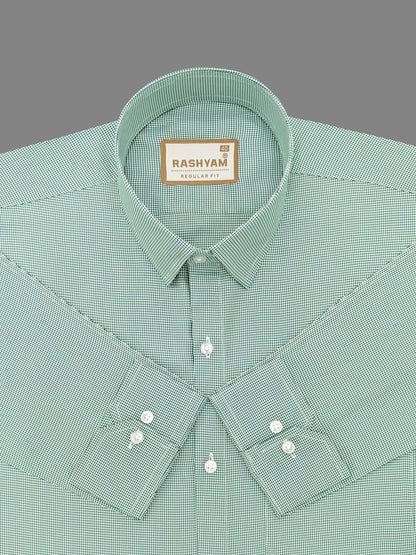 Premium Mineral Green Houndstooth Check Formal Shirt