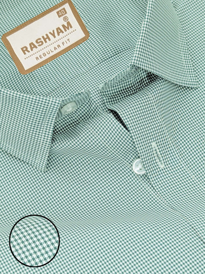 Premium Mineral Green Houndstooth Check Formal Shirt