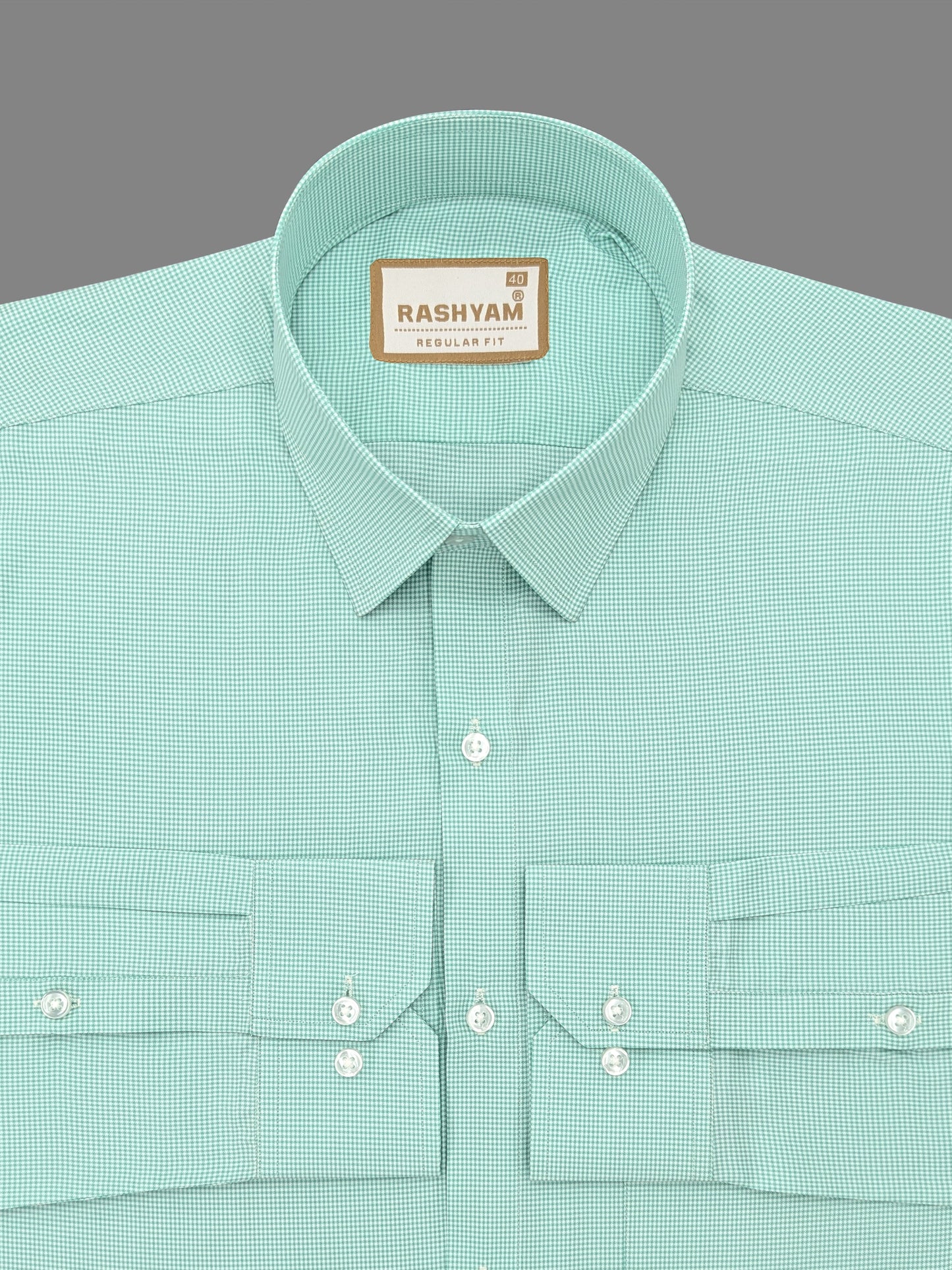 Premium Cyan Blue Houndstooth Check Formal Shirt