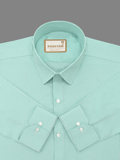 Premium Cyan Blue Houndstooth Check Formal Shirt