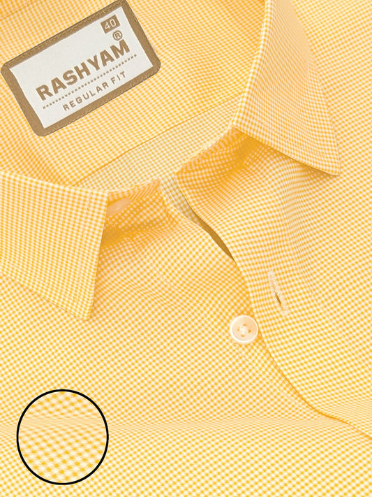 Premium Yellow Houndstooth Check Formal Shirt