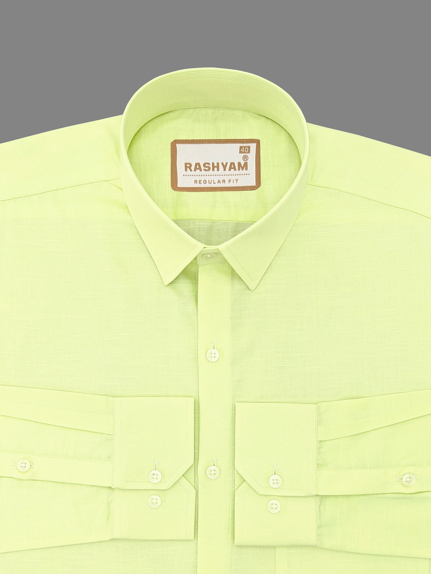 Premium Italian Linen Cotton Parrot Green Formal Shirt For Men