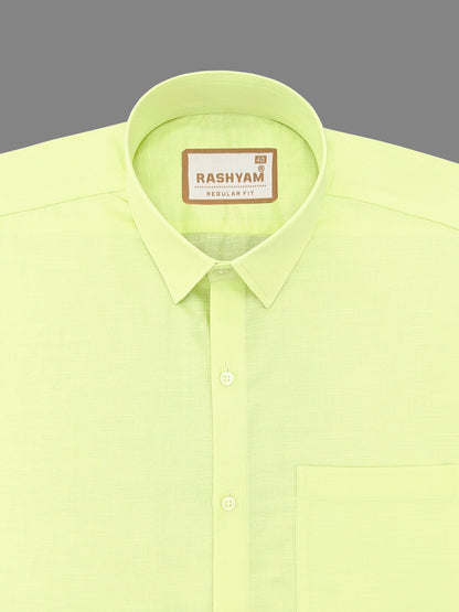 Premium Italian Linen Cotton Parrot Green Formal Shirt For Men