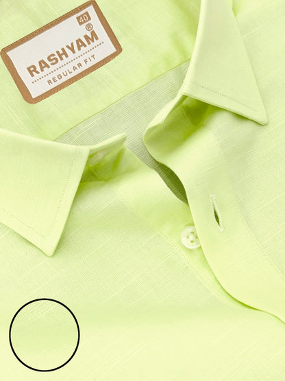 Premium Italian Linen Cotton Parrot Green Formal Shirt For Men