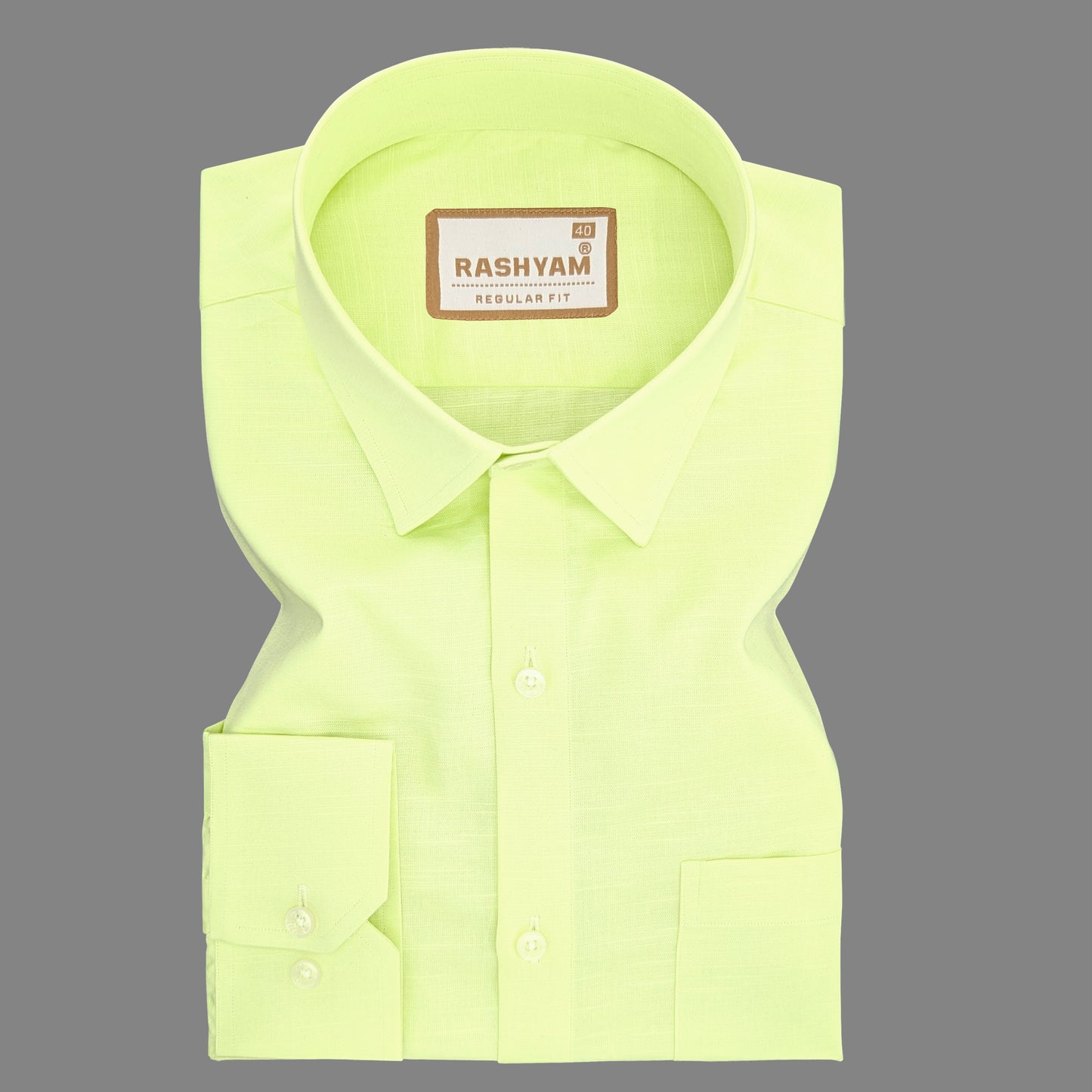 Premium Italian Linen Cotton Parrot Green Formal Shirt For Men