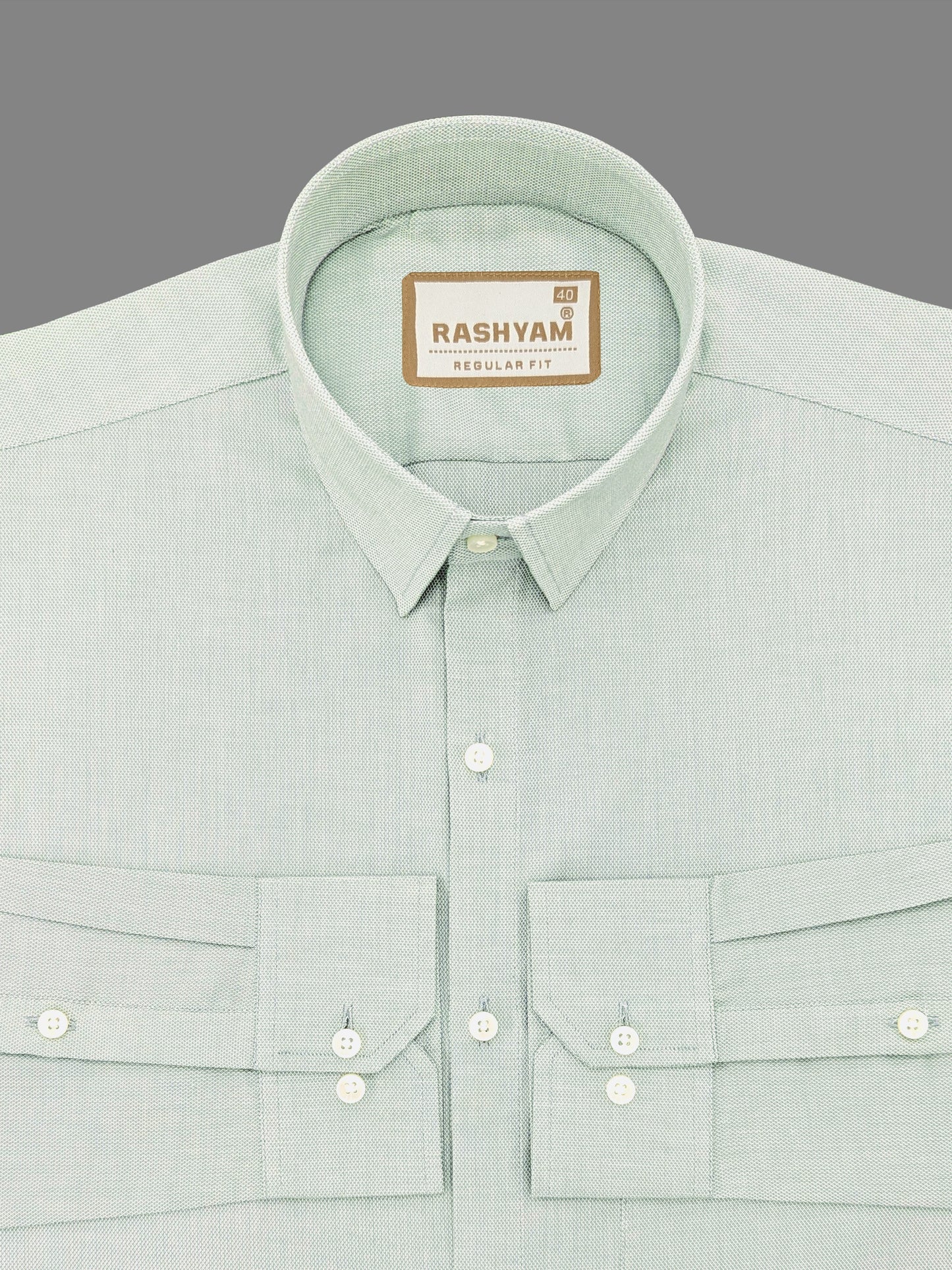 Pacentro  Light Green Textured Plain Cotton Shirt