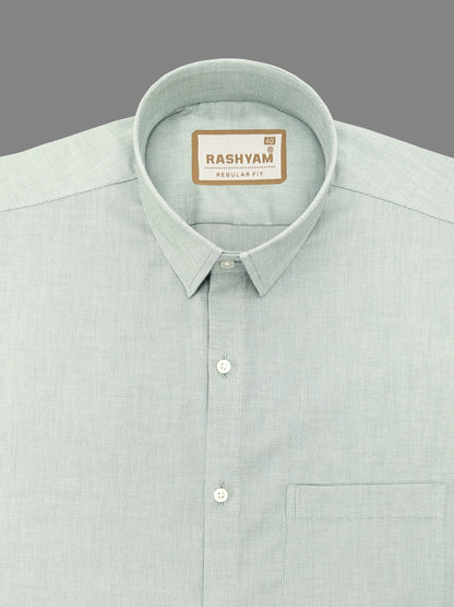 Pacentro  Light Green Textured Plain Cotton Shirt