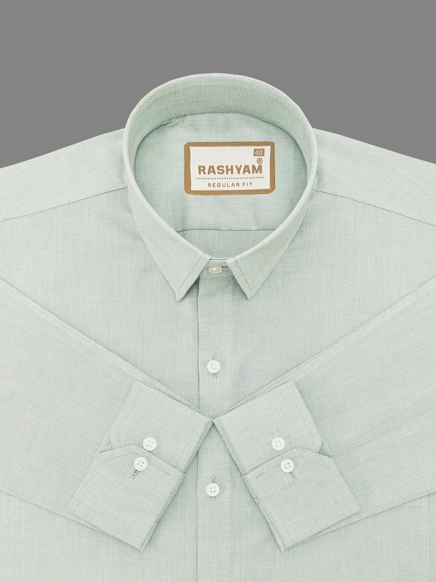 Pacentro  Light Green Textured Plain Cotton Shirt