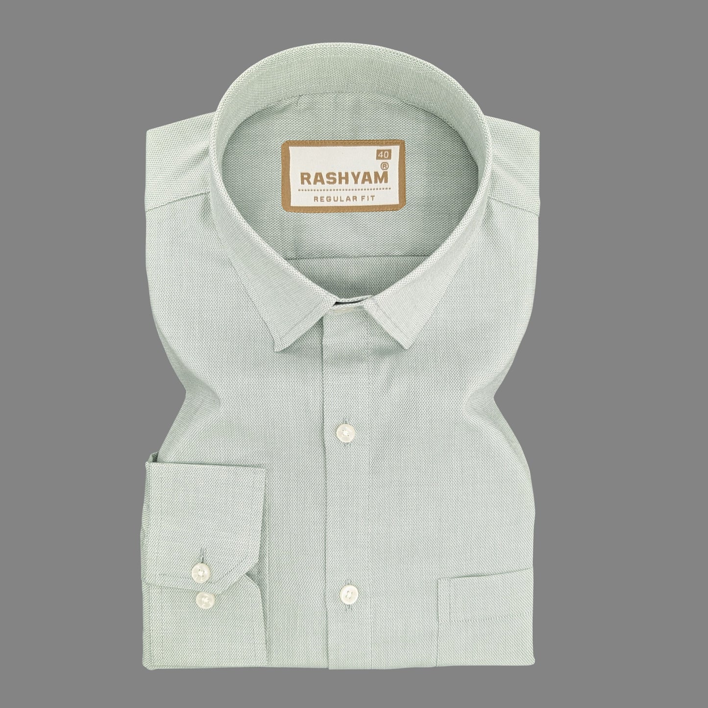 Pacentro  Light Green Textured Plain Cotton Shirt