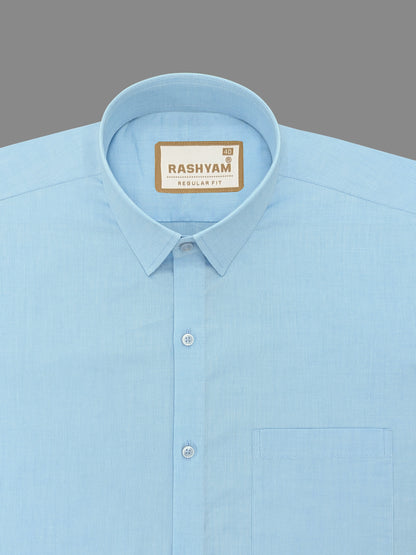 Merlino Sky Blue Luxury Giza Cotton Formal Shirt For Men