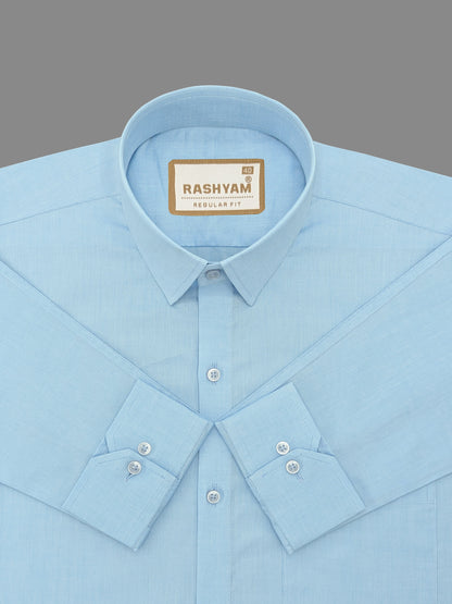 Merlino Sky Blue Luxury Giza Cotton Formal Shirt For Men