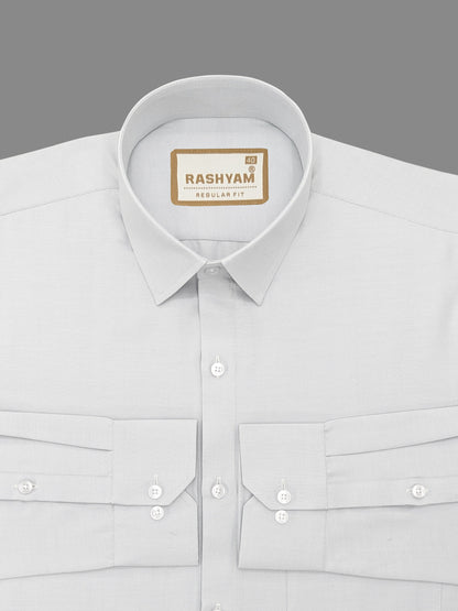 Rashyam Premium Cotton Light Grey Plain Formal Shirt for Men