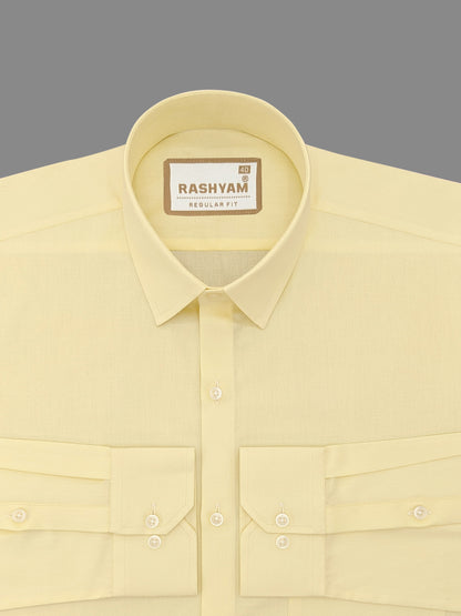 Civita Lemon Yellow Premium Designer Cotton Formal Shirt For Men