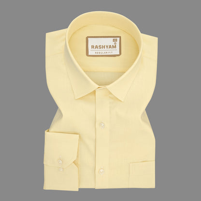 Civita Lemon Yellow Premium Designer Cotton Formal Shirt For Men