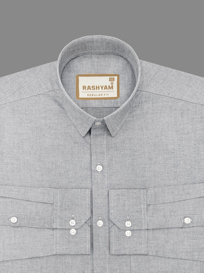 Merlino French Grey Luxury Giza Cotton Formal Shirt For Men