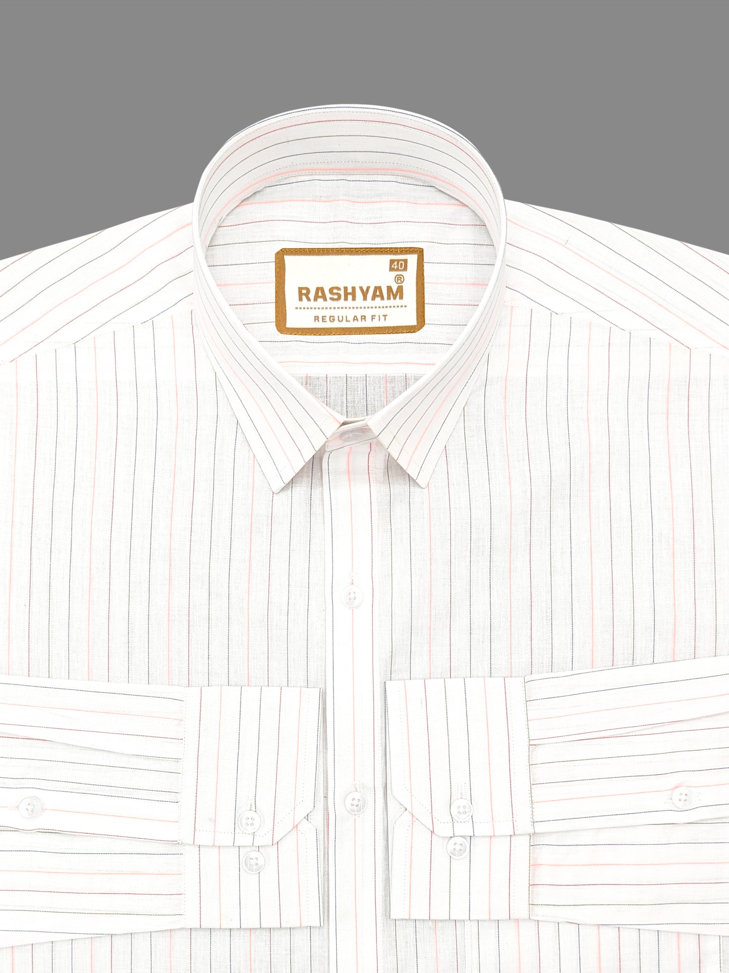 Premium Multi Color Stripe On White Cotton Formal Shirt For Men