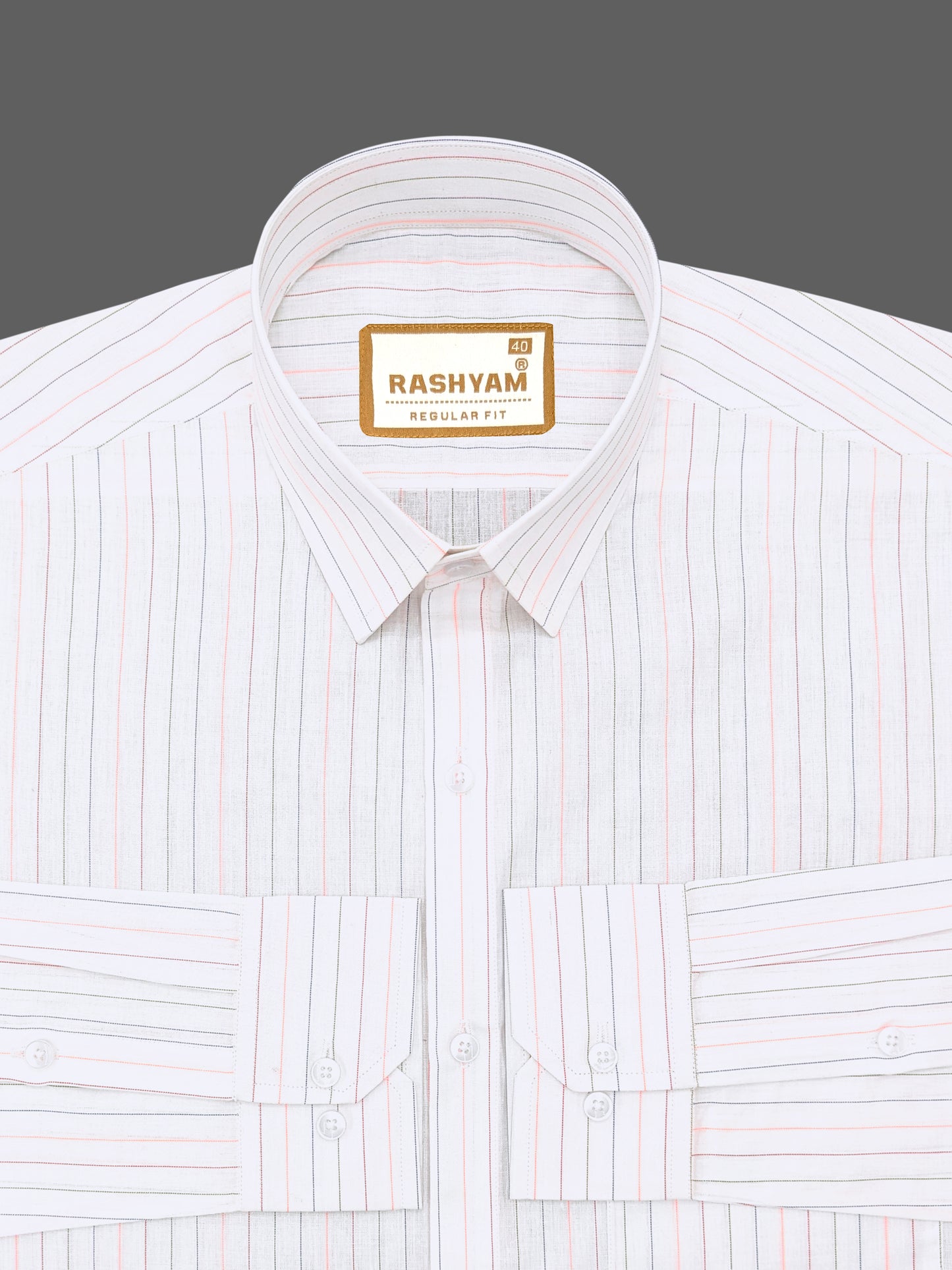 Premium Multi Color Stripe On White Cotton Formal Shirt For Men