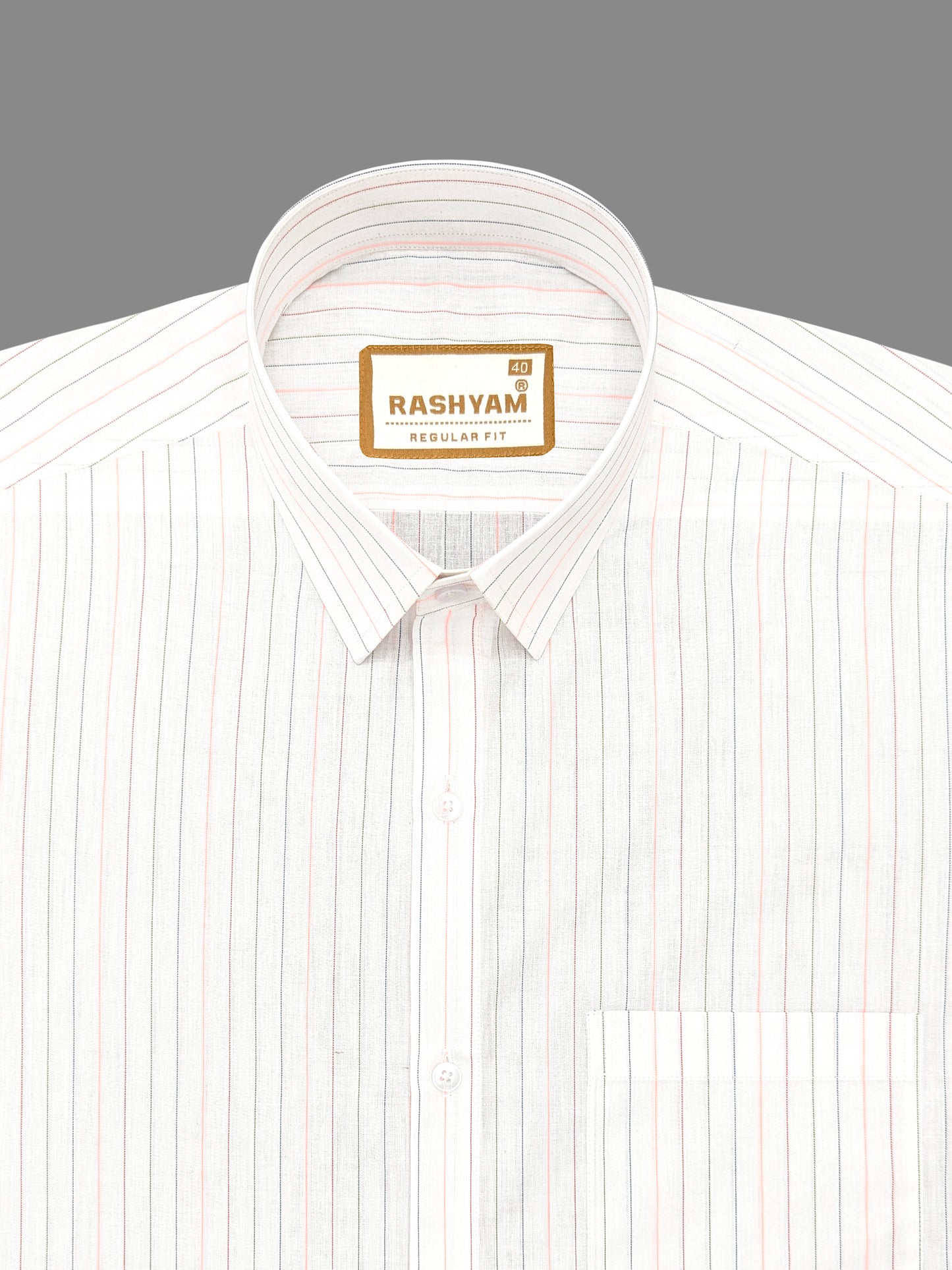 Premium Multi Color Stripe On White Cotton Formal Shirt For Men