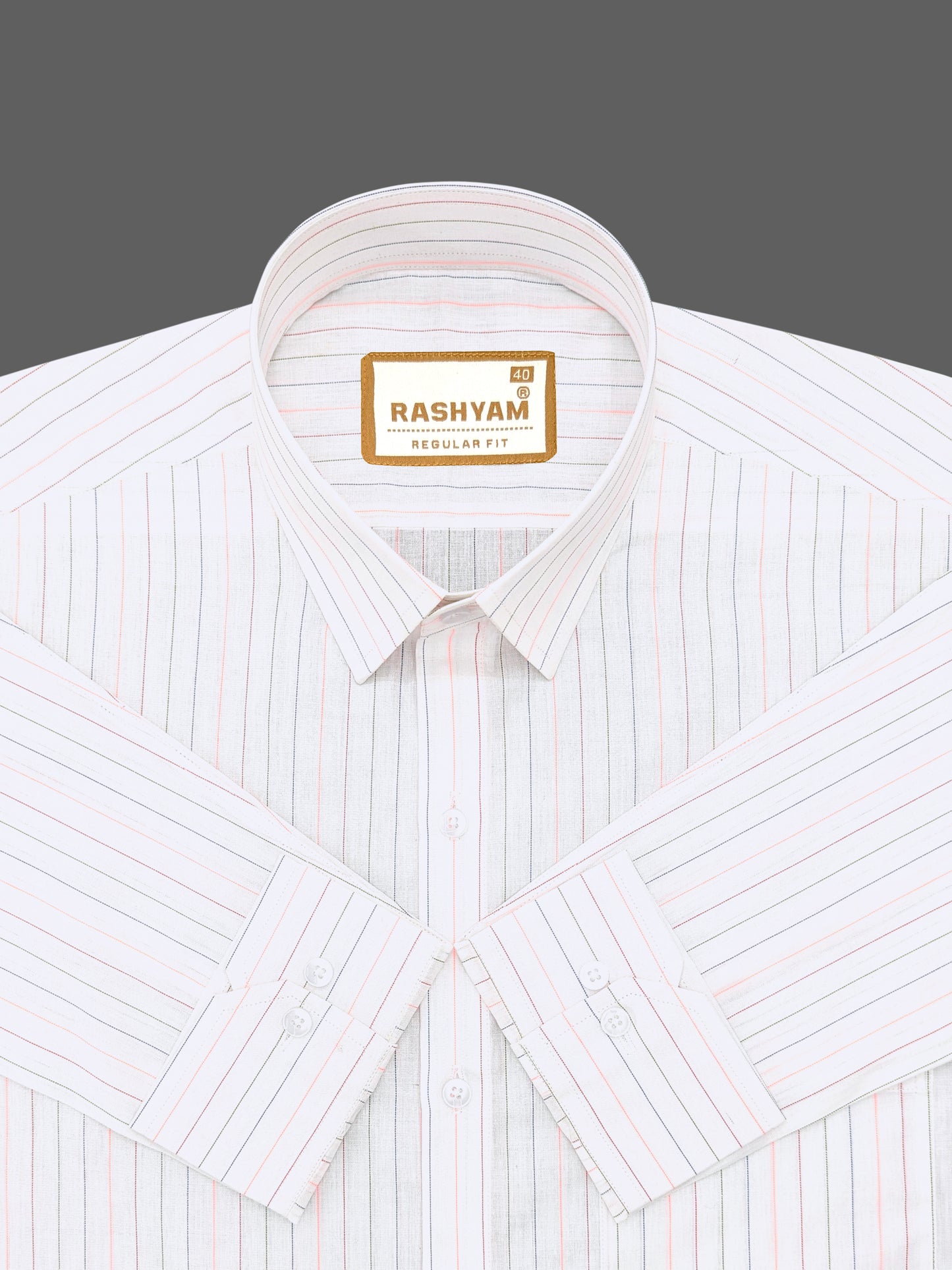 Premium Multi Color Stripe On White Cotton Formal Shirt For Men