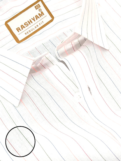 Premium Multi Color Stripe On White Cotton Formal Shirt For Men