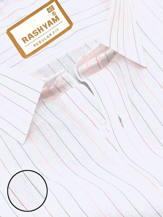 Premium Multi Color Stripe On White Cotton Formal Shirt For Men