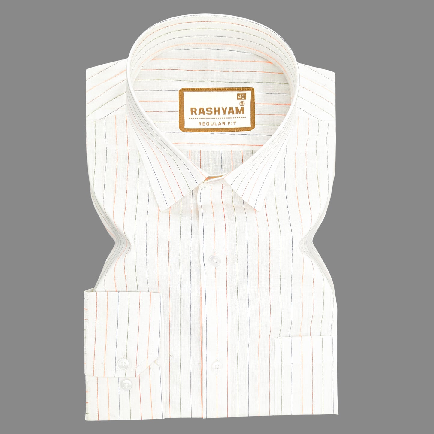 Premium Multi Color Stripe On White Cotton Formal Shirt For Men