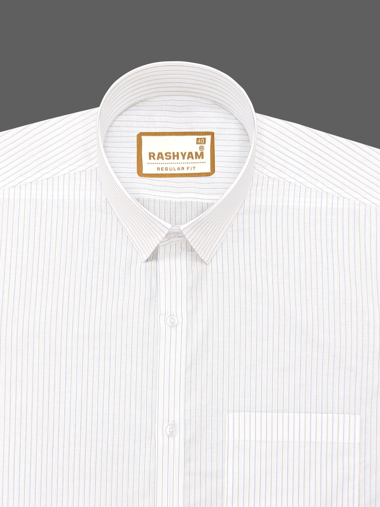 Premium Giza Cotton Blue And Black Multi Line On White Formal Shirt For Men