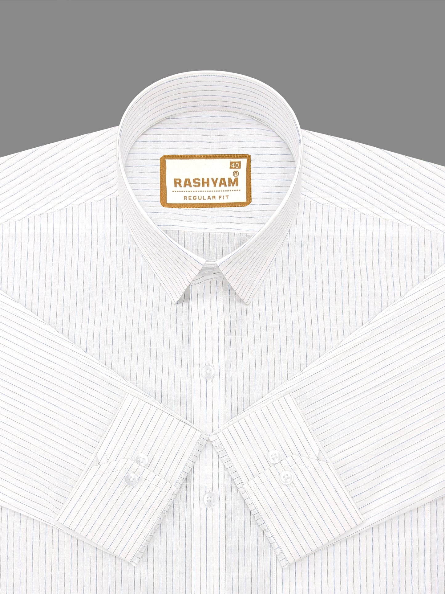 Premium Giza Cotton Blue And Black Multi Line On White Formal Shirt For Men