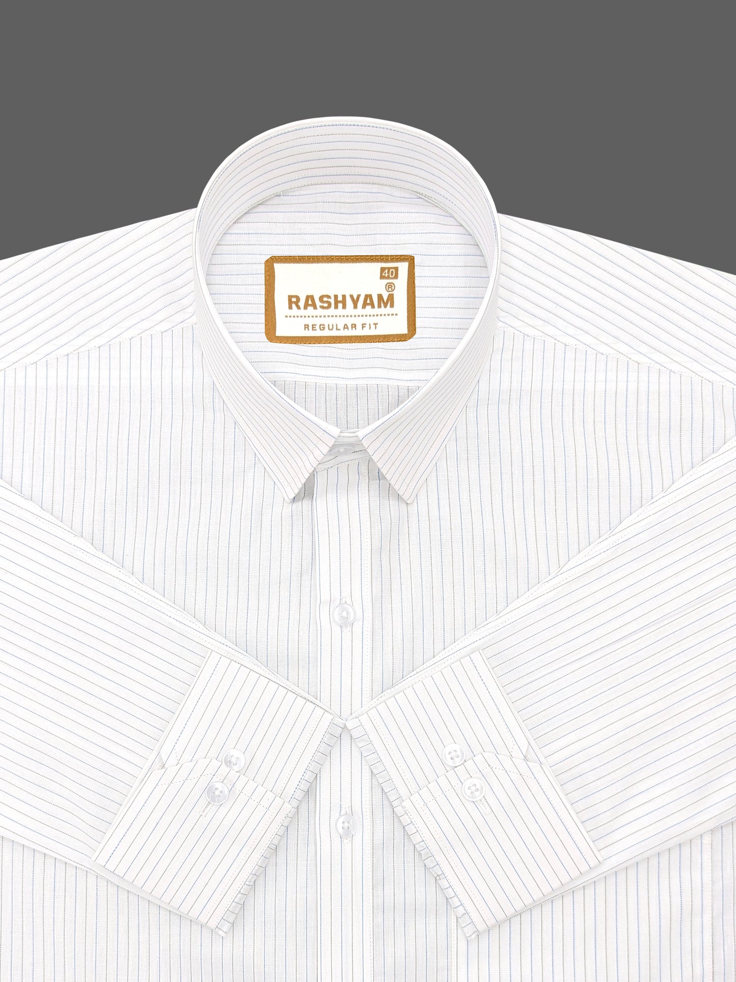 Premium Giza Cotton Blue And Black Multi Line On White Formal Shirt For Men