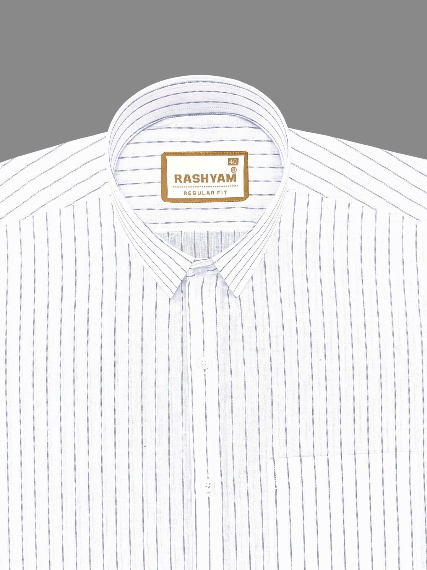 Premium Giza Cotton Navy Line On White Formal Shirt For Men