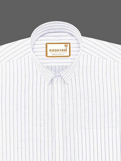 Premium Giza Cotton Navy Line On White Formal Shirt For Men